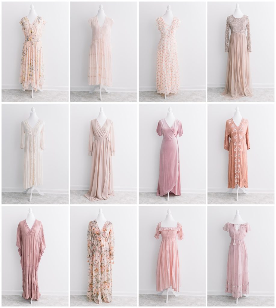 gallery of pink dresses in a client wardrobe

