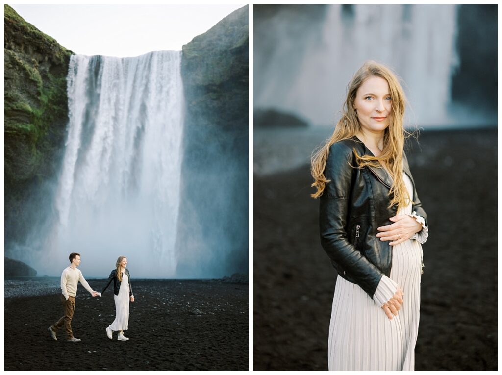 pregnant woman on babymoon in iceland